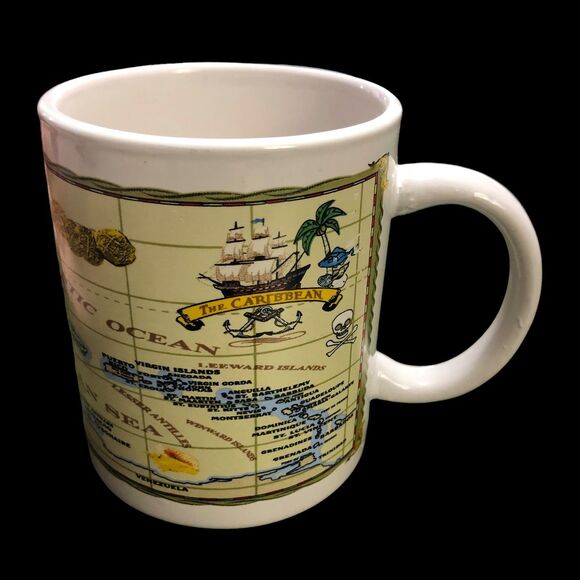 Vintage Pirate Treasure Map Coffee/Cocoa Mug; Beverage Cup, Treasure Island, - Picture 3 of 7